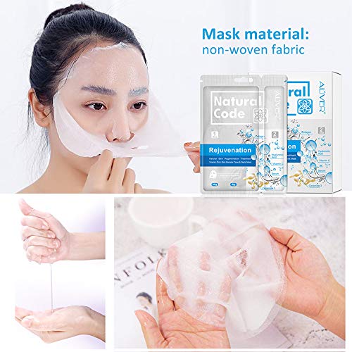 Mascarillas faciales hidratantes y rejuvenecedoras naturales Vitmin para rostro y cuello, 360 cuidados faciales, llenos de colágeno y coenzima Q10,