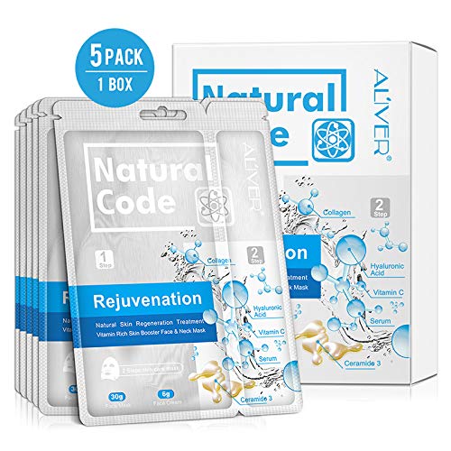 Mascarillas faciales hidratantes y rejuvenecedoras naturales Vitmin para rostro y cuello, 360 cuidados faciales, llenos de colágeno y coenzima Q10,
