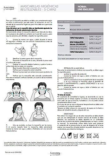 Mascarillas higiénicas 5 capas - Mascarillas lavables y reutilizables - Producto nacional (10 unidades)