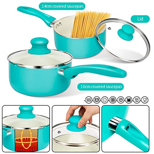 Masthome Juego de Baterías de Cocina 25 Piezas,Cacerolas,Ollas y Sartenes Antiadherentes,Utensilios de Cocina de Inducción de Aluminio con Tapas