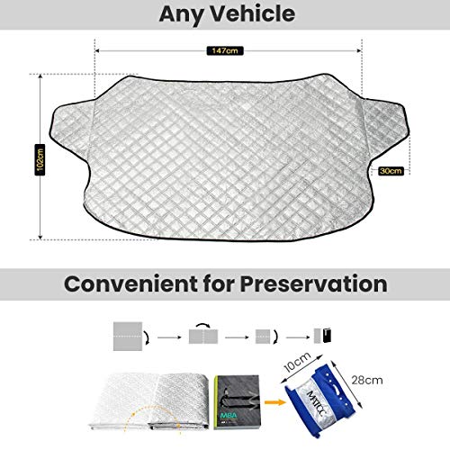 MATCC Protector de Parabrisas Cubierta de Nieve y de Sol Antihielo Funda de Parabrisa Universal para Coche