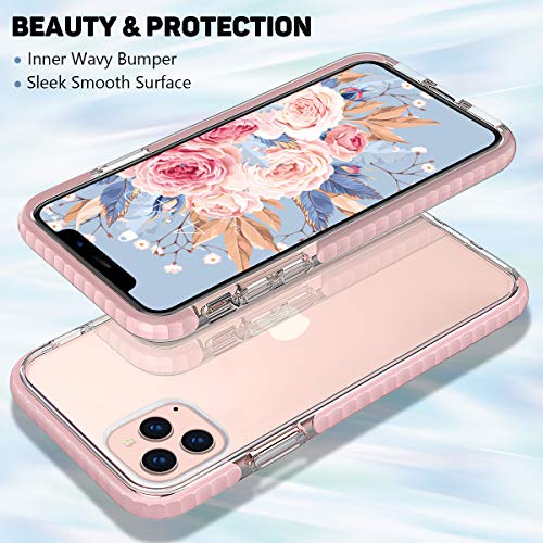 MATEPROX Funda iPhone 11 Pro MAX Funda Transparente Anti-rasguños Anti-resbaladiza Anti-Amarillo Parachoque Funda para iPhone 11 Pro MAX 6.5 Pulgada-Rosa