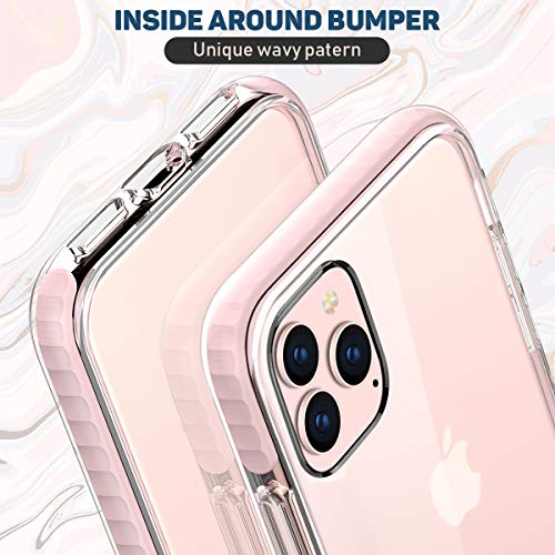 MATEPROX Funda iPhone 11 Pro MAX Funda Transparente Anti-rasguños Anti-resbaladiza Anti-Amarillo Parachoque Funda para iPhone 11 Pro MAX 6.5 Pulgada-Rosa