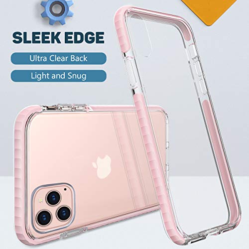 MATEPROX Funda iPhone 11 Pro MAX Funda Transparente Anti-rasguños Anti-resbaladiza Anti-Amarillo Parachoque Funda para iPhone 11 Pro MAX 6.5 Pulgada-Rosa