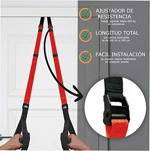 MAXBONA Trainer Kit de Entrenamiento en suspensión – Correas de suspensión para Gimnasio & Fitness en Interiores y Aire Libre – Compacta Sistema de Entrenamiento en Casa – Home Gym Ligero y Robusta
