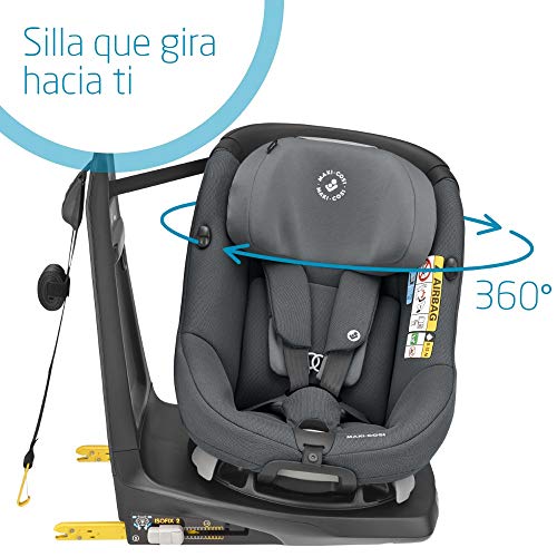 Maxi-Cosi Axissfix Silla de coche giratoria 360° isofix, silla auto reclinable y contramarcha para bebés 4 meses - 4 años, color authentic grey