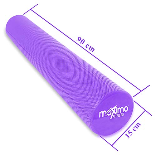 Maximo Fitness Rodillo de Espuma Largo – 6 x 36 Pulgadas (15 cm x 90 cm) – Tipo Trigger Point Herramienta de Auto Masaje para Casa, Gimnasia, Pilates, Yoga – Instrucciones Incluidas.