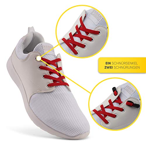 MAXX laces Cordones elásticos y planos, tensión ajustable para no tener que atar los zapatos, fáciles de usar, compatibles con todos los zapatos (Schwarz)