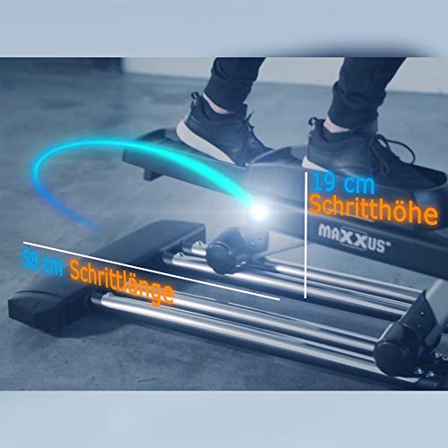 Maxxus Cross Trainer CX 6.1 – Entrenador elíptico, movimiento plano y elíptico con gran longitud de zancada para una carrera sana, freno magnético controlado eléctricamente, construcción robusta