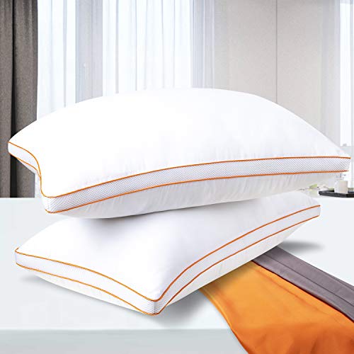 Maxzzz Almohadas Antiácaros Pack 2 Almohadas de Hotel 42x70 cm Almohadas Transpirable Firmeza Media con Suave Fibra 3D +Fibra de Soporte 7D