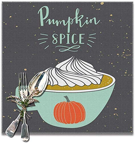 MAY-XCustom Mantel Individual,Mantel De Café del Día De Fiesta De La Especia De La Calabaza del Otoño, Manteles Individuales Encantadores para La Decoración De Comedor Set of 4,30x30cm