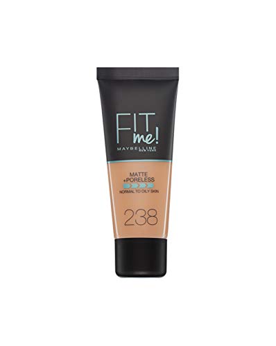 Maybelline New York - Fit Me, Base de Maquillaje Mate Afina Poros, Tono 238 Rich Tan - 30 ml