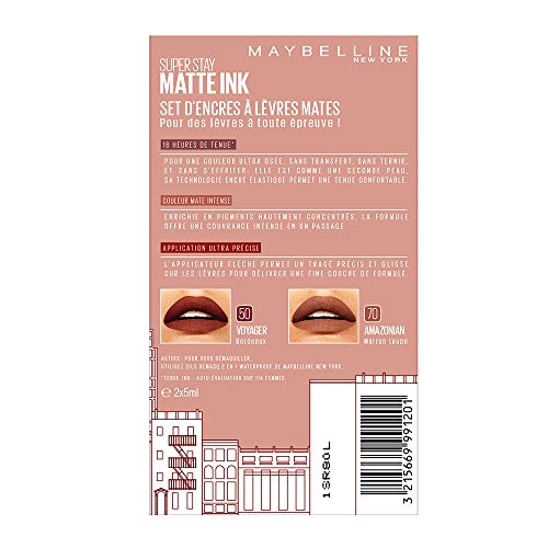 Maybelline New York regalo Superstay Matte Ink 50 Voyager/70 del Amazonas
