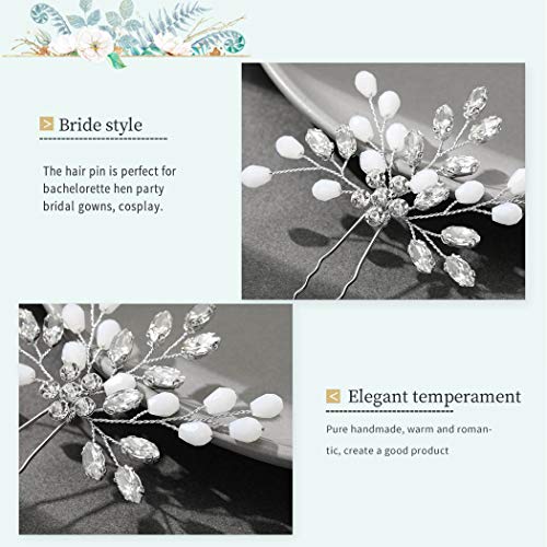 Mayelia - Horquillas para el pelo de novia de cristal con flores plateadas para el pelo para mujeres y niñas (paquete de 2)