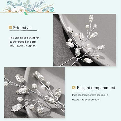 Mayelia - Horquillas para el pelo de novia de cristal con perlas plateadas para novias y niñas (paquete de 2)