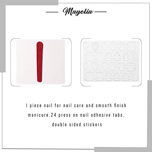 Mayelia Uñas Postizas Mate Uñas Postizas negras 24 Piezas Cubierta Completa Artes Arcílicas Prensa cuadrada larga en Uñas para Mujeres y Niñas