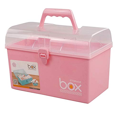 Mayish Botiquin de Primeros Auxilios Pequeño Caja de Medicamentos Botiquin Medico Caja Maquillaje Botiquín Metalico Caja Metalica de Plástico Pequeña Con Tapa, Color Rosa, 1 Paquete