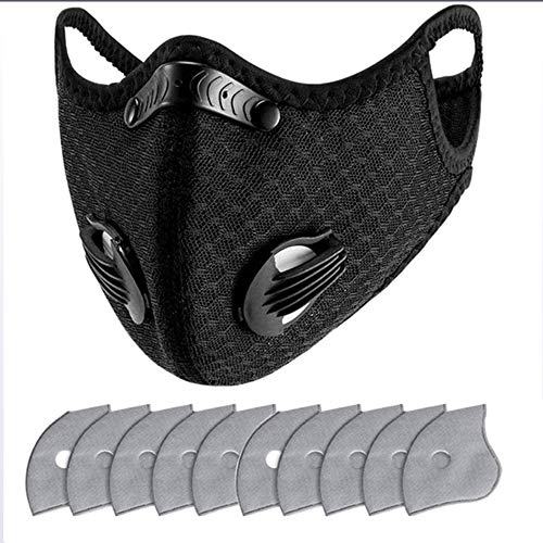 MAZI Visera Protectora con un Filtro + 10pcs Almohadilla sustitución del Carbono, Anti-Spray Anti-contaminación Anti-Polvo, para los Deportes al Aire Libre, Ciclismo y Carrera