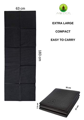 MB Zen Esterilla Yoga Antideslizante – Mat Yoga Fitness o Gimnasia Plegable – Gruesa (8 mm) – de Regalo Guía de Yoga y Bolsa de Transporte – Genial para Abdominales - Diseño 100% Español