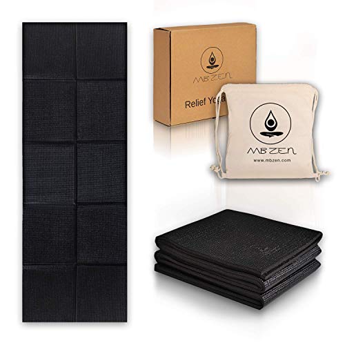 MB Zen Esterilla Yoga Antideslizante – Mat Yoga Fitness o Gimnasia Plegable – Gruesa (8 mm) – de Regalo Guía de Yoga y Bolsa de Transporte – Genial para Abdominales - Diseño 100% Español