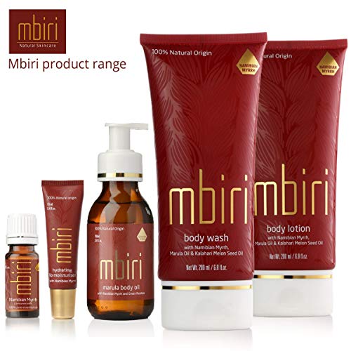 Mbiri Gel de ducha, cosmética natural con aceite de Marula y mirra - cuidado natural orgánico para hombres y mujeres, vegano - (1 x 200 ml)