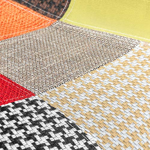 Mc Haus AURA Patchwork - Pack 2 Sillones Comedor estilo Vintage patchwork tower, Butaca con reposabrazos y diseño tapizado con patas de Madera Maciza 54x64x80cm