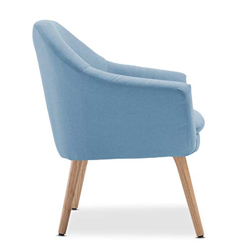 Mc Haus NAVIAN - Sillón Nórdico Escandinavo de color Azul, butaca comedor salón dormitorio, sillón acolchado con Reposabrazos y patas de madera 47x74x76cm