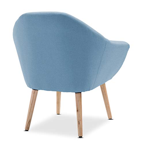 Mc Haus NAVIAN - Sillón Nórdico Escandinavo de color Azul, butaca comedor salón dormitorio, sillón acolchado con Reposabrazos y patas de madera 47x74x76cm