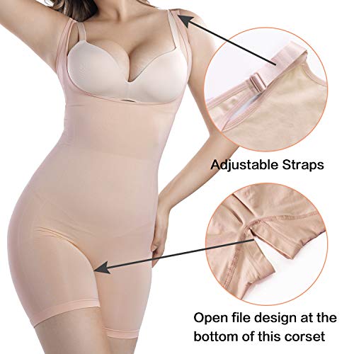 +MD Body Faja Reductora Mujer Abdomen cómodo y Ligero Corsé Faja de Buena Figura sin Costuras NudeL