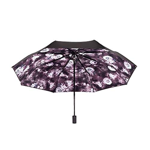 MDD Paraguas de viaje al aire libre Moda Patrón de flor Vinilo de doble capa Protector solar Vibrador solar plegable plegable Parasol soleado de doble uso,C