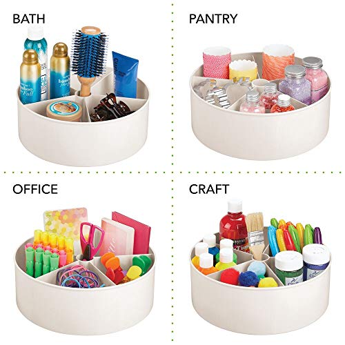 mDesign Bandeja organizadora para el Cuarto Infantil – Organizador de Accesorios con 5 Compartimentos y Bordes Altos – Caja giratoria de plástico para pañales y Otros Accesorios de bebé – Color Crema