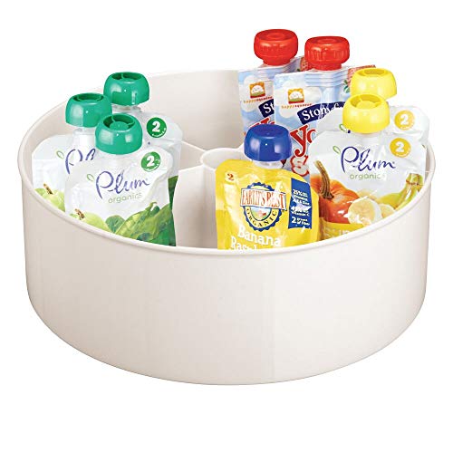 mDesign Bandeja organizadora para el Cuarto Infantil – Organizador de Accesorios con 5 Compartimentos y Bordes Altos – Caja giratoria de plástico para pañales y Otros Accesorios de bebé – Color Crema