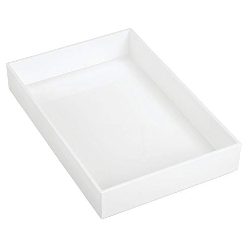 mDesign Cajas de plástico para organizar maquillaje – Organizador de cosméticos apilable para baño o tocador – Caja de maquillaje para labiales, antiojeras y más cosméticos – blanco