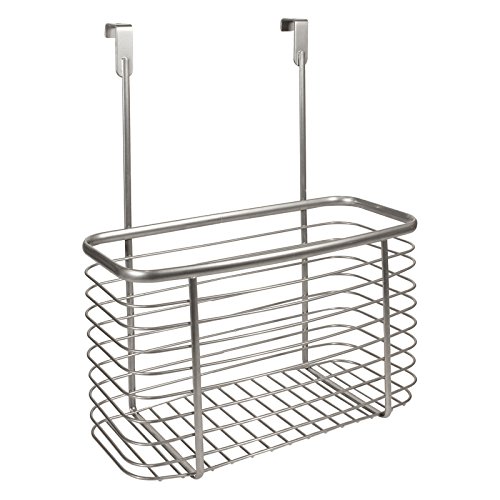 mDesign Cesta metálica para Puertas de armarios – Estante de Cocina y baño sin Taladro - Práctico Organizador de Fregadero para Estropajo, detergente, etc. - Accesorios de Cocina - Plateado