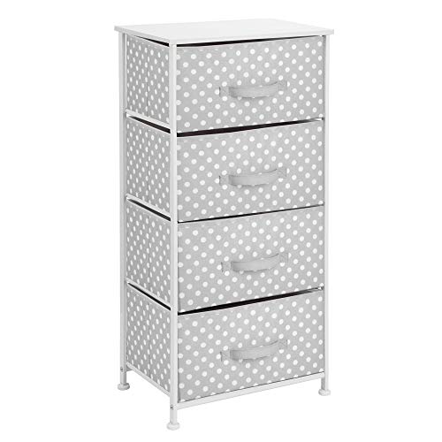 mDesign Cómoda de tela con 4 cajones – Práctico mueble auxiliar de almacenaje para las habitaciones infantiles, los dormitorios, etc. – Preciosa cajonera con cajones de tela – gris/blanco