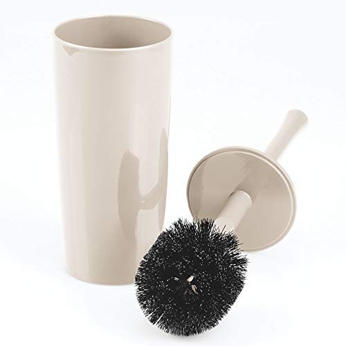 mDesign Escobilla de baño con portaescobilla – Clásico escobillero de baño para aseo de invitados o baño principal – Accesorio de baño de plástico con soporte – color crema