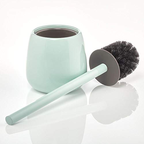 mDesign Escobilla de baño con Soporte – Escobilla para baño realizada en Metal – Compacto Conjunto de escobillero de baño y Cepillo para Inodoro – Verde Menta