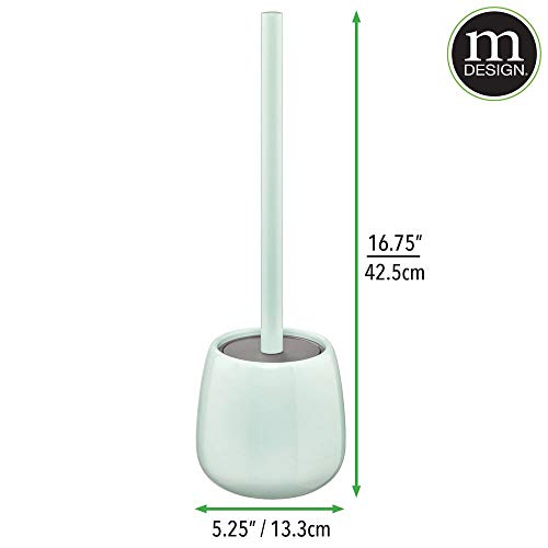 mDesign Escobilla de baño con Soporte – Escobilla para baño realizada en Metal – Compacto Conjunto de escobillero de baño y Cepillo para Inodoro – Verde Menta