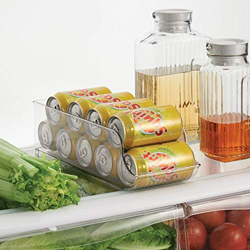 mDesign Juego de 2 Cajas de almacenaje para Nevera y congelador – Envases de plástico para Alimentos – Prácticos contenedores de plástico para 9 latas – Transparente