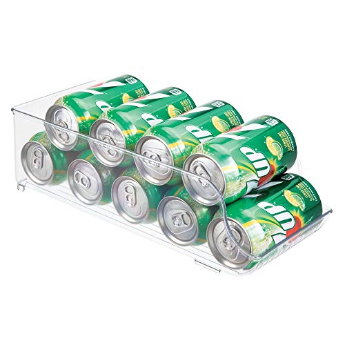 mDesign Juego de 2 Cajas de almacenaje para Nevera y congelador – Envases de plástico para Alimentos – Prácticos contenedores de plástico para 9 latas – Transparente