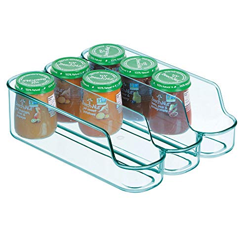 mDesign Juego de 2 cajas de plástico para guardar comida para bebés – Organizador de biberones pequeño con 3 compartimentos – Caja organizadora abierta para alimentos y cosmética – azul mar