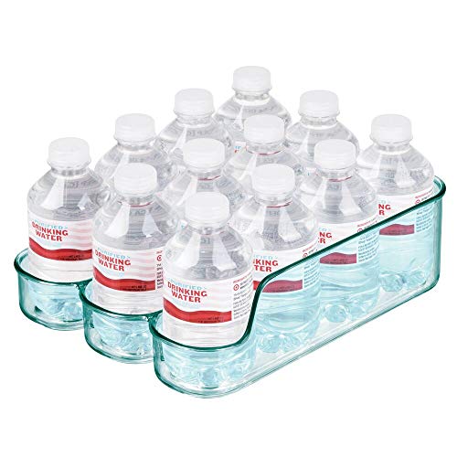 mDesign Juego de 2 cajas de plástico para guardar comida para bebés – Organizador de biberones pequeño con 3 compartimentos – Caja organizadora abierta para alimentos y cosmética – azul mar