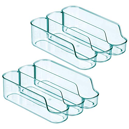 mDesign Juego de 2 cajas de plástico para guardar comida para bebés – Organizador de biberones pequeño con 3 compartimentos – Caja organizadora abierta para alimentos y cosmética – azul mar