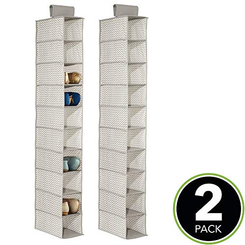mDesign Juego de 2 muebles zapateros para colgar – Organizador de zapatos para armario con 10 compartimentos - Estanterías para zapatos, bolsos o carteras – Color taupé/natural