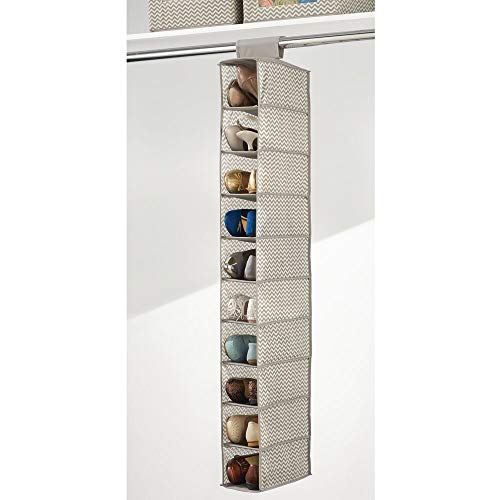 mDesign Juego de 2 muebles zapateros para colgar – Organizador de zapatos para armario con 10 compartimentos - Estanterías para zapatos, bolsos o carteras – Color taupé/natural