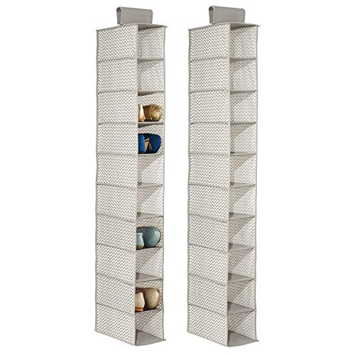 mDesign Juego de 2 muebles zapateros para colgar – Organizador de zapatos para armario con 10 compartimentos - Estanterías para zapatos, bolsos o carteras – Color taupé/natural