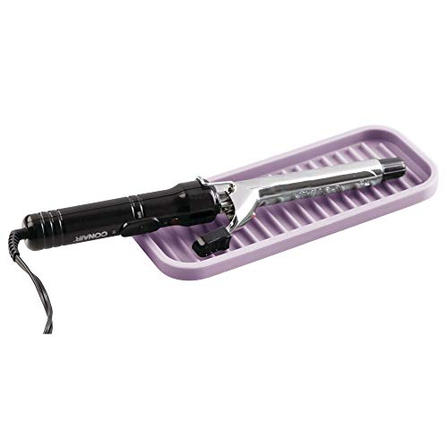 mDesign Juego de 2 Protectores de Silicona para Plancha del Pelo o tenacillas – Práctico tapete Protector para el Lavabo – Alfombrilla Protectora para aparatos de peluquería Calientes – Lila Claro