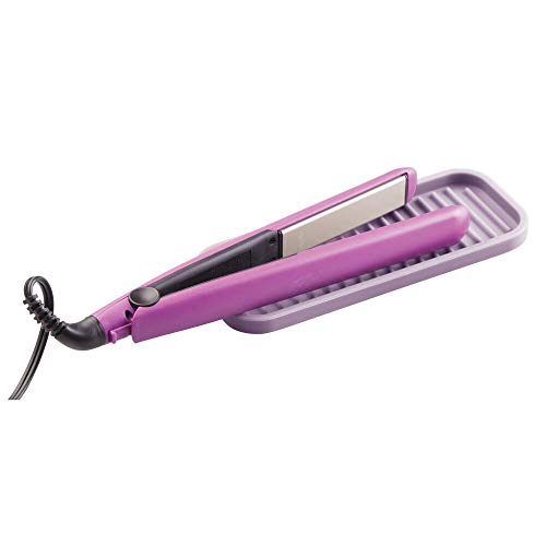 mDesign Juego de 2 Protectores de Silicona para Plancha del Pelo o tenacillas – Práctico tapete Protector para el Lavabo – Alfombrilla Protectora para aparatos de peluquería Calientes – Lila Claro