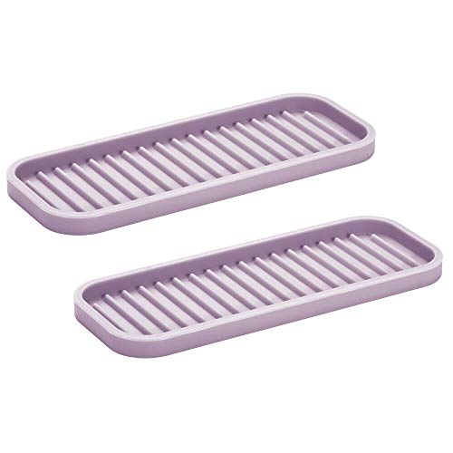 mDesign Juego de 2 Protectores de Silicona para Plancha del Pelo o tenacillas – Práctico tapete Protector para el Lavabo – Alfombrilla Protectora para aparatos de peluquería Calientes – Lila Claro