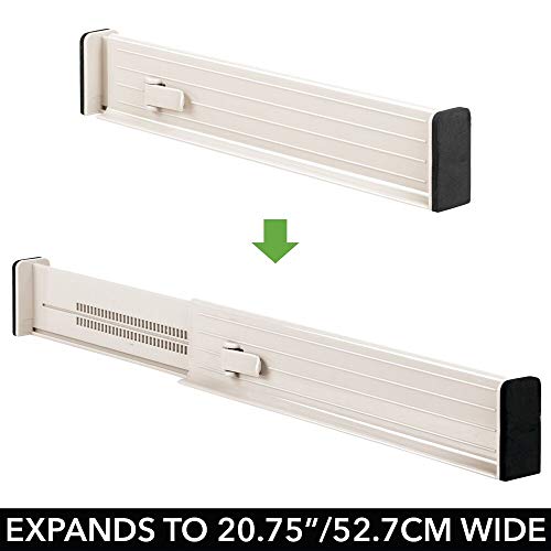 mDesign Juego de 4 separadores de cajones Regulables – Práctico Organizador de cajones de plástico para Armario y cómoda – Versátil Divisor de cajones de plástico – Crema/Beige